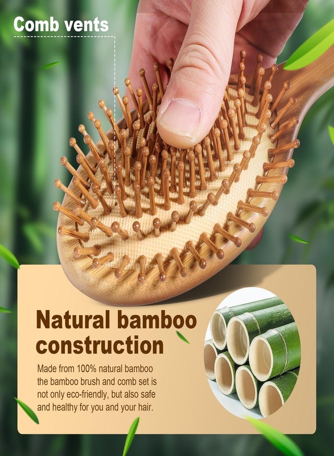 DEBETOOL مجموعة فرشاة ومشط شعر من الخيزران من ديبيتول - فرشاة من الخشب الطبيعي والخيزران لنمو الشعر مع مشط ذي أسنان واسعة، تصميم مريح للشعر (الكثيف/الخفيف/المجعد/الجاف) - طقم هدايا مشط خشبي للنساء - Image 5